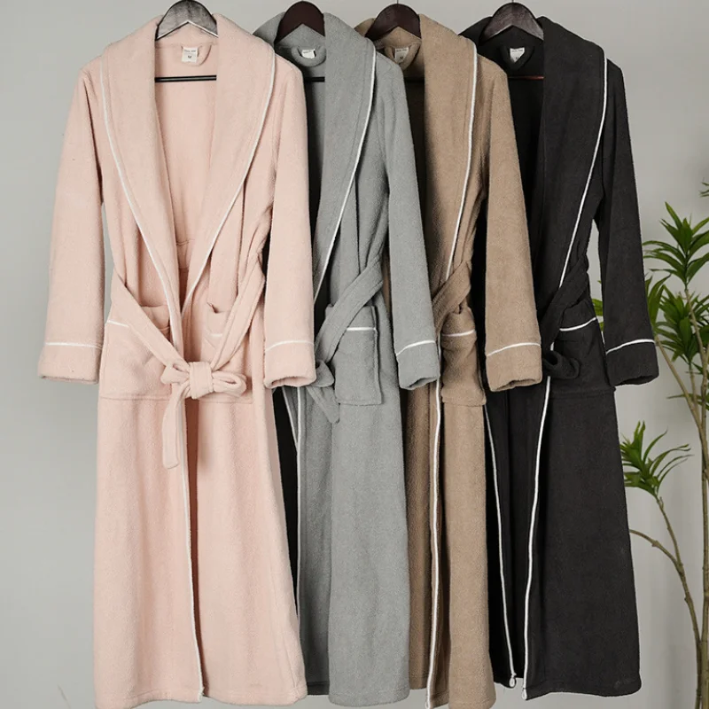 

Новый зимний длинный халат для пары, утепленное фланелевое кимоно, халат юката, повседневная женская одежда для сна, ночная рубашка, коралловый флис, домашняя одежда