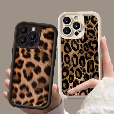 Leopard Print Pattern Silicone Phone Case For Samsung Galaxy S25 S24 S23 S22 S21 Ultra Plus S20 FE A15 A35 A54 A55 Cover