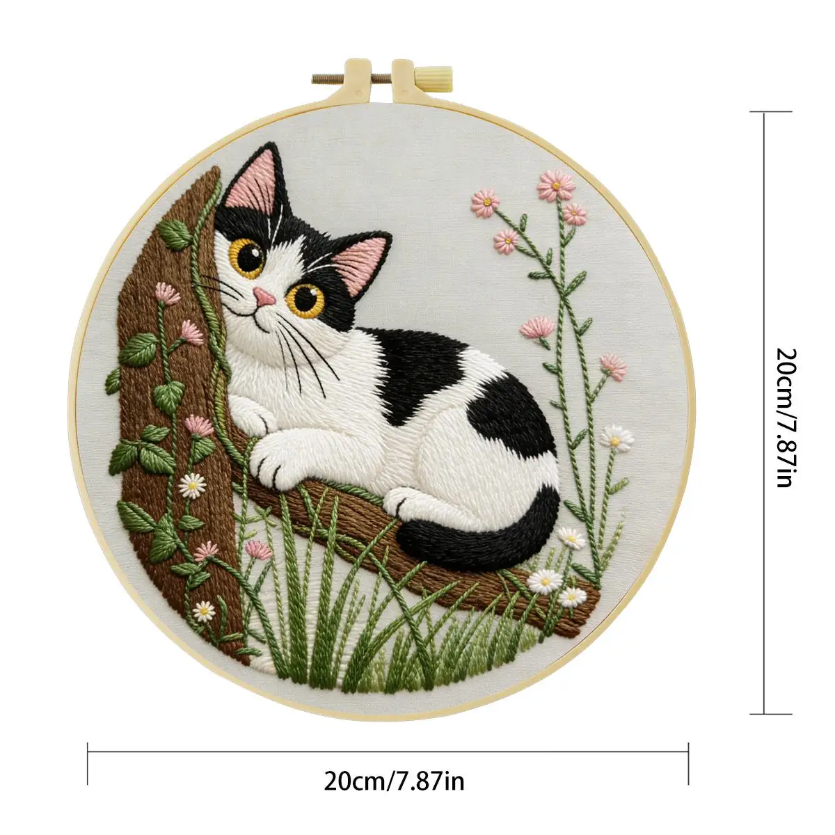 1 Stück 20X20CM/15X15CM 7,87/6,3 Zoll Lazy Kitten Stickerei Starter-Kit DIY-Kit DIY-Stickerei-Set Handarbeiten Nadelkunst – Detail 4