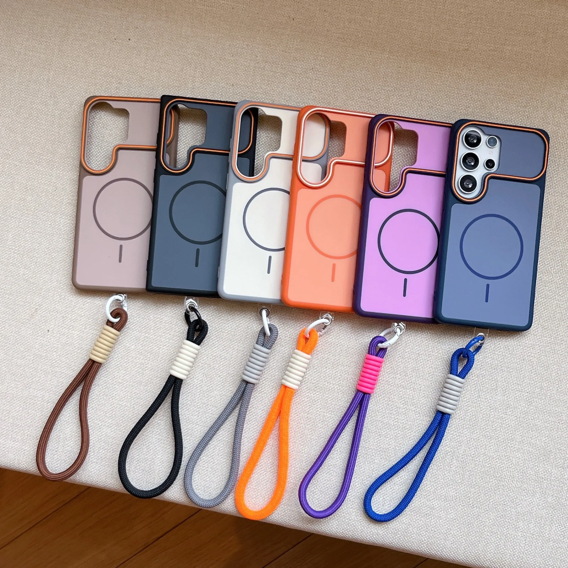 Skin Frame Magnetic For Magsafe Case Fit For Samsung Galaxy S26 Ultra 25 24 Dual Tone Matte Camera Frame Rear Protection Shell