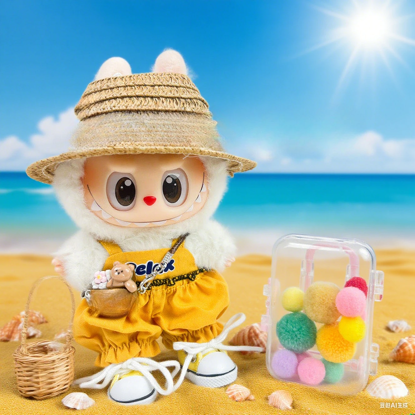 

Для куклы Labubu 17 см, футболка с рукавами реглан и штаны-фонарики, комплект, повседневный летний наряд Ropa Labubu, милые аксессуары для кукол