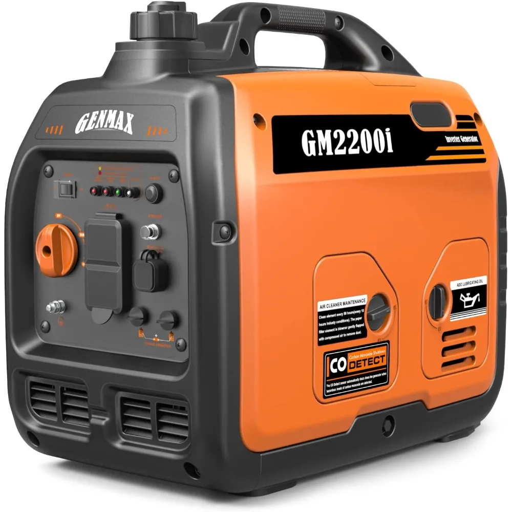 GENMAX Portable Generator，2200W Ultra-Quiet Gas Engine, EPA Compliant, Eco-Mode Feature, Ultra Lightweight for Backup Home Use