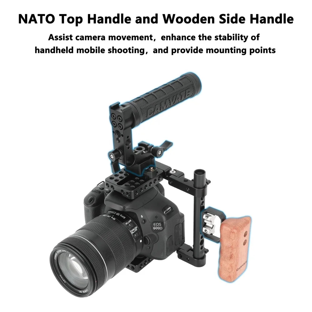 CAMVATE Foldable Half Camera Cage with Top and Left-Side Handles Fits 4.8inch Height Cameras For Canon For Sony Nikon