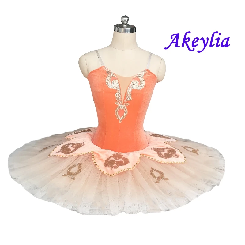 

Orange performance ballet tutu pancake for adult stage costume white gold Pre-professional tutu skirt pink practice BLST18001