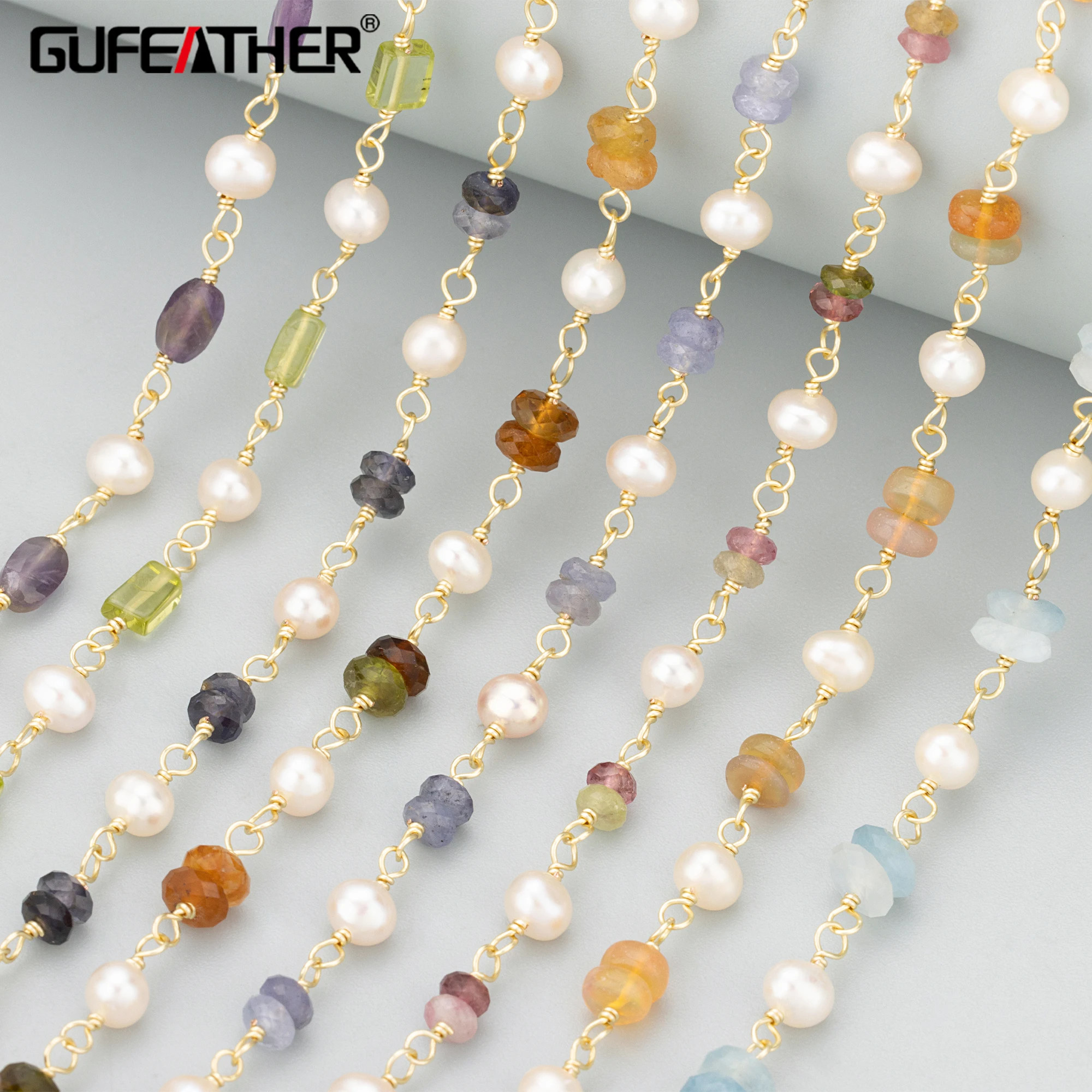 

GUFEATHER C404,chain,14K gold plating,natural stone pearl,nickel free,hand made,jewelry making,diy bracelet necklace,50cm/lot