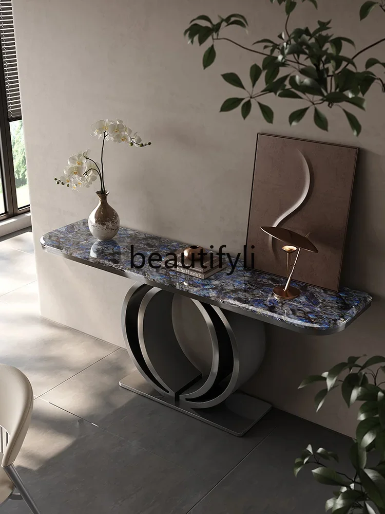 Italian high-end entrance table Modern light luxury marble slate entrance platform