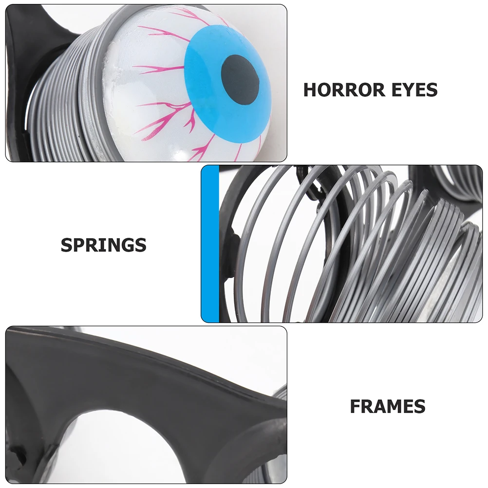 

4 Pcs Horror Glasses Halloween Funny Eyewear Eyeballs Spring Loaded Party Decoration Plastic Frame Novelty Accessories