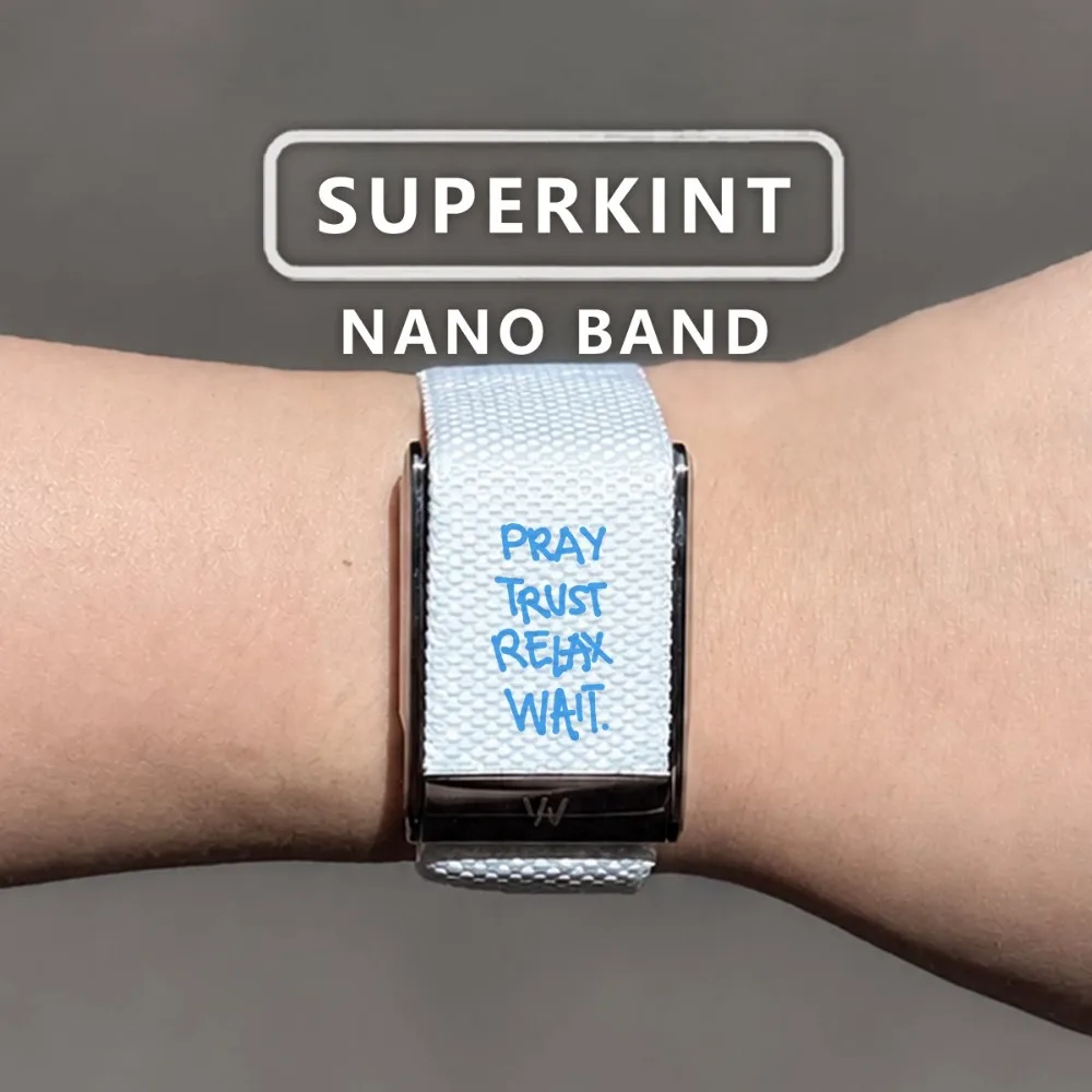 Compatible with WHOOP 5.0/MG White Background Black Text Nylon Woven Replacement Sport Wristband Fitness Strap