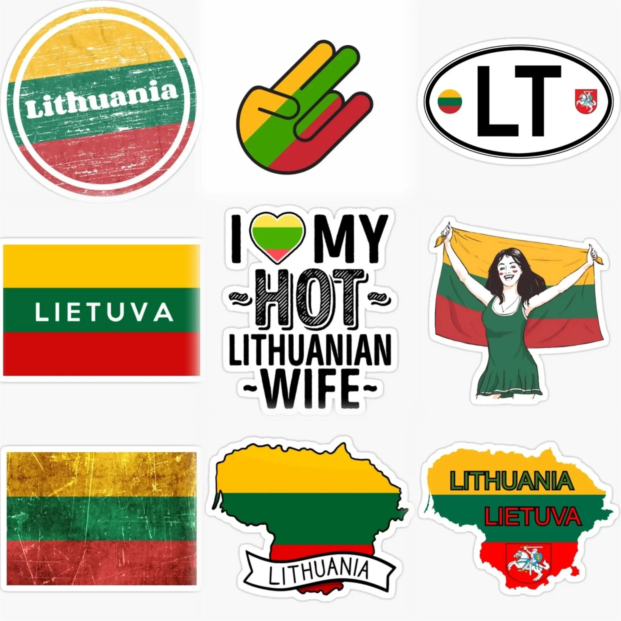 Lithuania LT Flag Map Emblem Creative Sticker for Decorate Car Bicycle Motorcycle Helmet Window Fridge Wall Decal Accessories