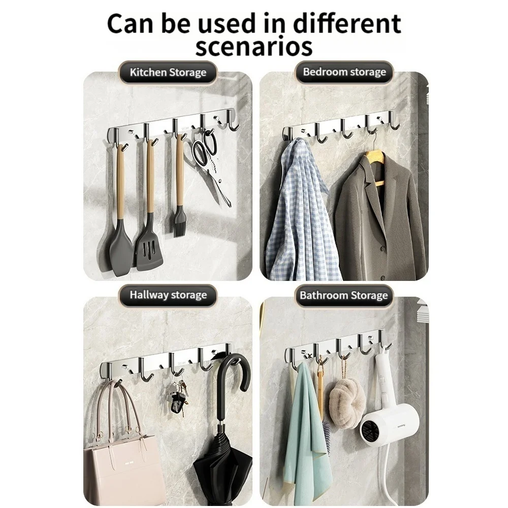 Bathroom Without Punching Stainless Steel Hook, Bathroom Hook, Kitchen And Bathroom Door Hanging Clothes Hook