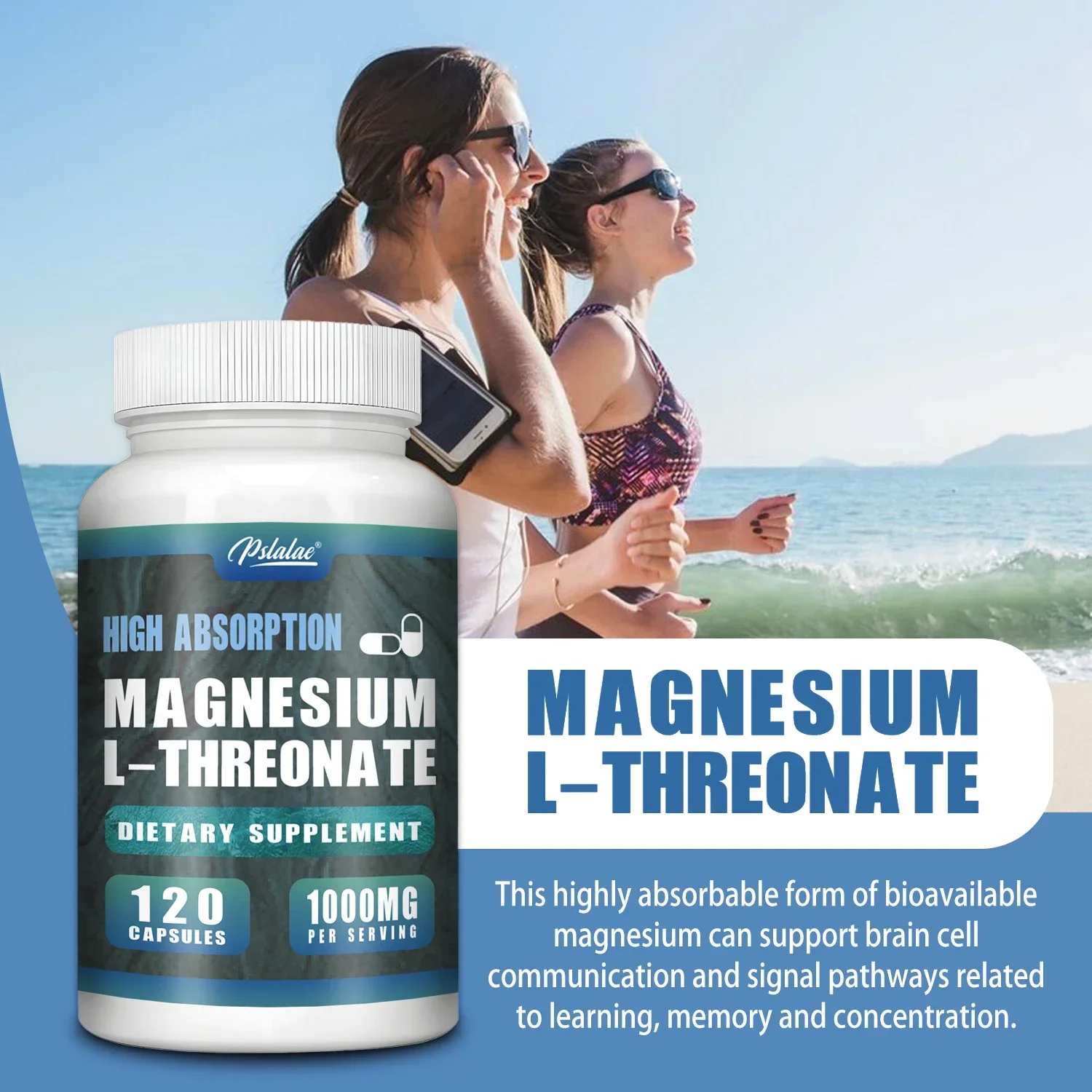 Magnesium L-Threonate - Supports Focus, Memory & Learning Brain Health, Boosts Nerve Energy, Sleep Support