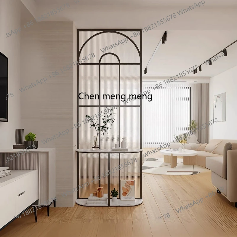 

Stainless steel shielding wall modern simple entrance entrance entrance living room Changhong glass screen