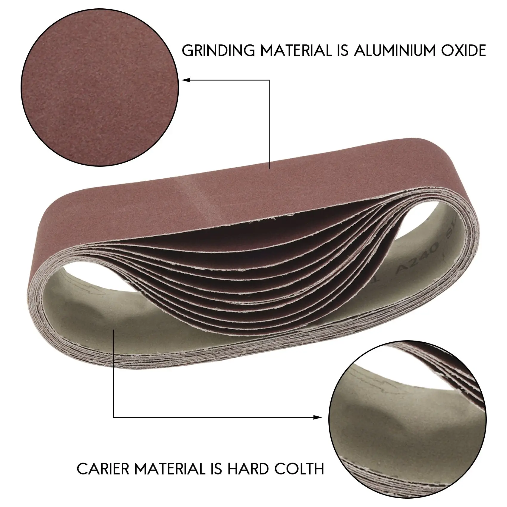 

AS60-3 X 21 Inch Sanding Belts Aluminum Oxide Sanding Belt Premium Sandpaper For Portable Belt Sander – 10 Pack