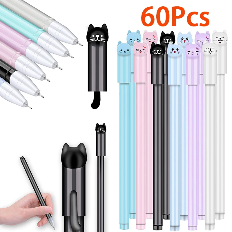 

60Pcs Kawaii Cat Gel Pen 0.38mm Creative Cute Neutral Ink Pen Children Gift School Office Writing Supplies Stationery