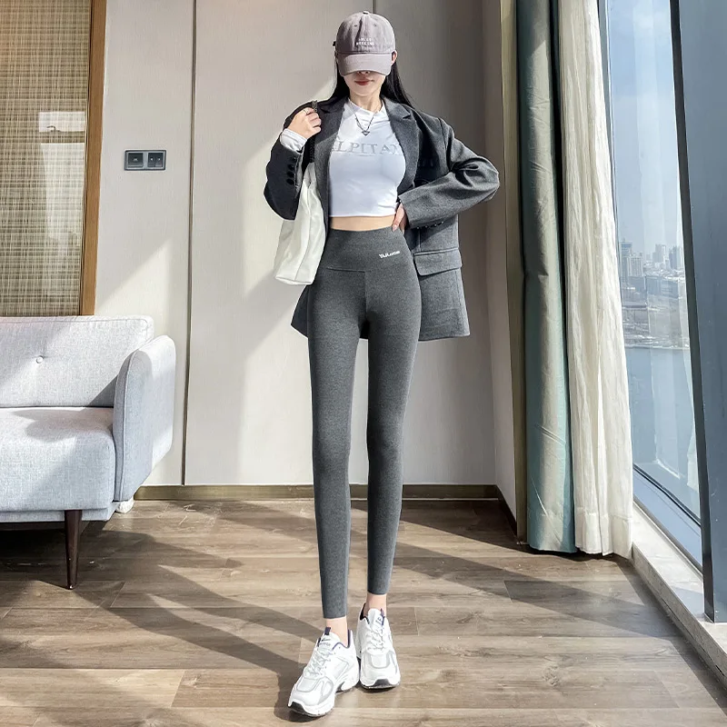 

Leggings Autumn Women Tightening Calf-Length Lounge Bell-Bottomed Commuter-Style Elegance Neutral Couple Elasticated Stripes Ol