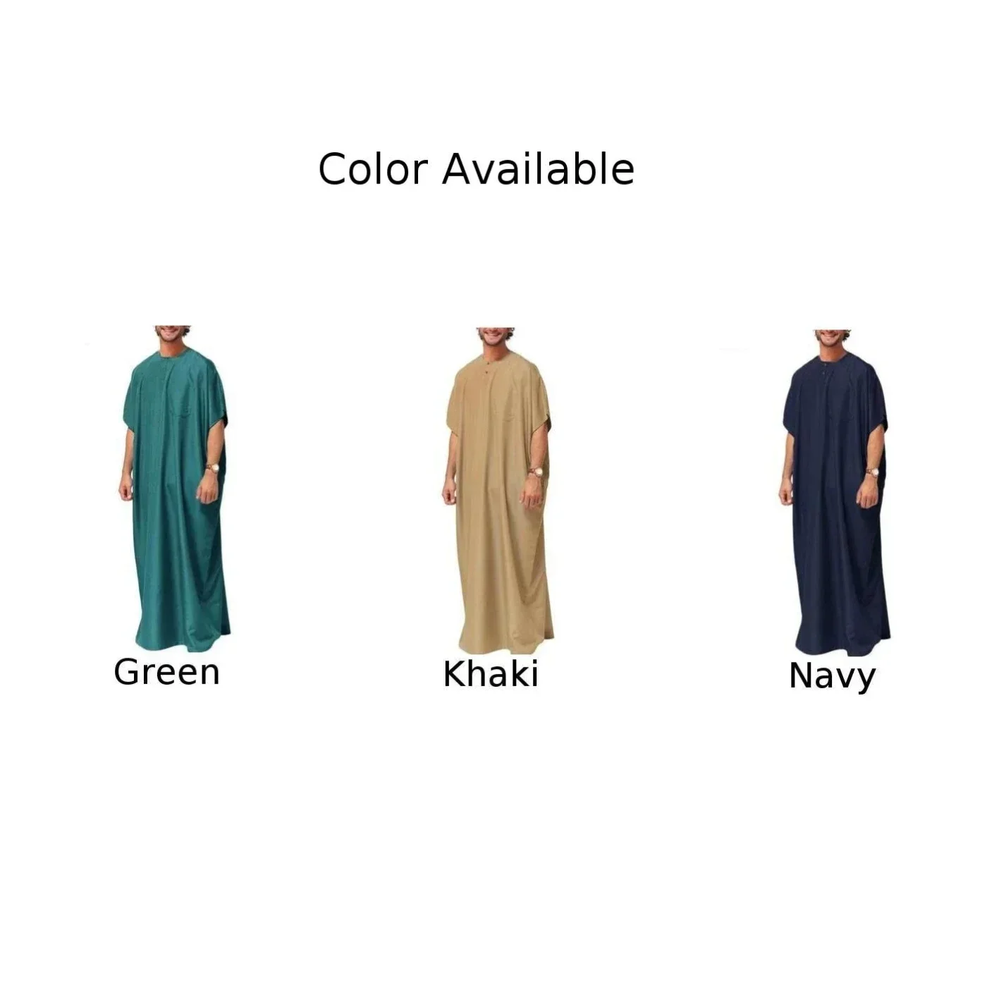 เสื้อผ้ามุสลิมบุรุษ Saudi Jubba อาหรับ Kaftan Abaya Thobe ชุดยาว Robe