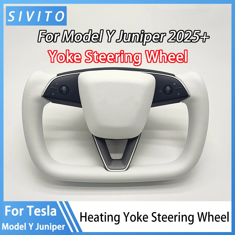 2026 Yoke Handle for Tesla New Model Y Juniper Heating Yoke Steering Wheel Personalized Racing Leather Steering Wheel Accessory