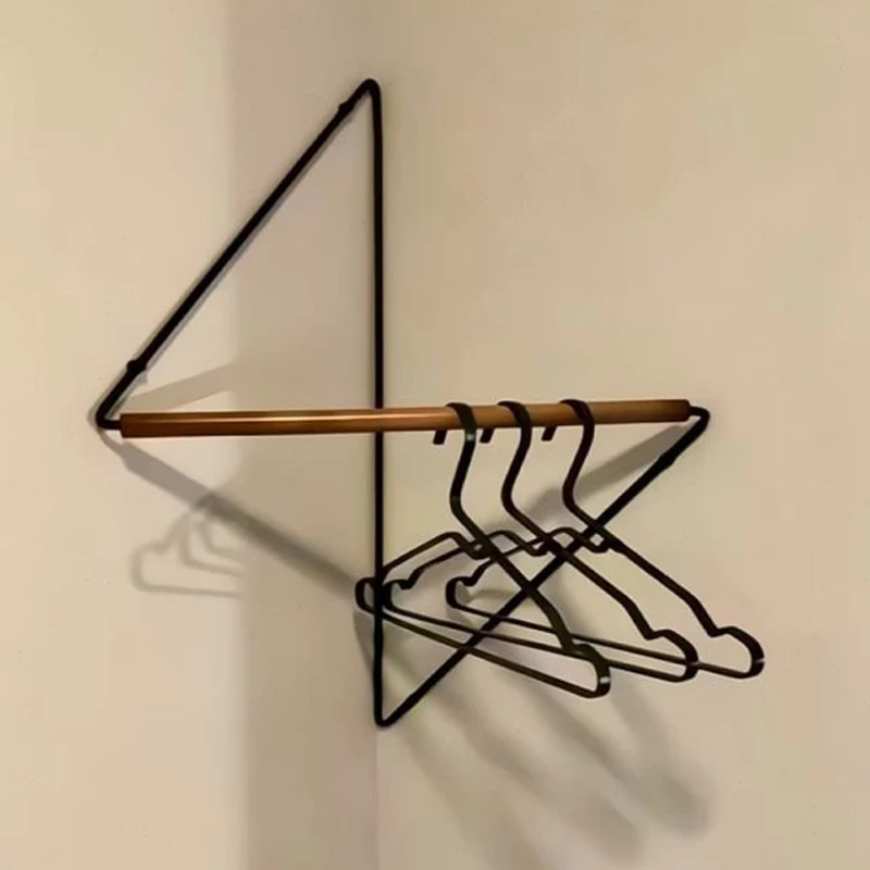 Modern Nordic Wall-Mounted Clothes Rack-Space-Saving Iron Hook Holder for Bedroom,Lightning Design,Minimalist Style