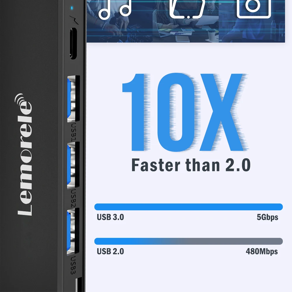 Lemorele TC90 7-in-1USB HUB Type C 3.0 Docking Station Adapter HDMI HD 4K 30Hz PD 100W SD/TF Reader Card Slot For Windows MacOS