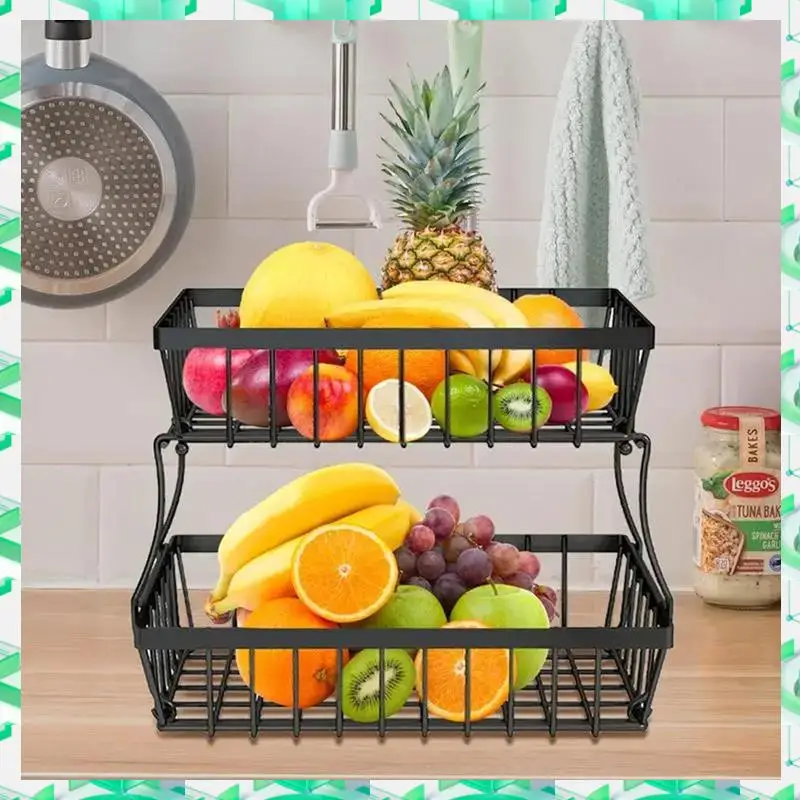 

FIZP 2 Tiers Fruit Basket Metal Fruit Bowl Bread Baskets Countertop Vegetable Storage Stand For Kitchen Accessories