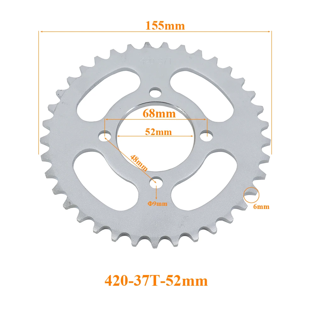 Piñones de cadena para motocicleta, Piñón trasero para Dirt Pit Bike, 420 cadenas, 37T, 41T, 42T, 48T, 50T, 60T, 110cc, 125cc, 140cc