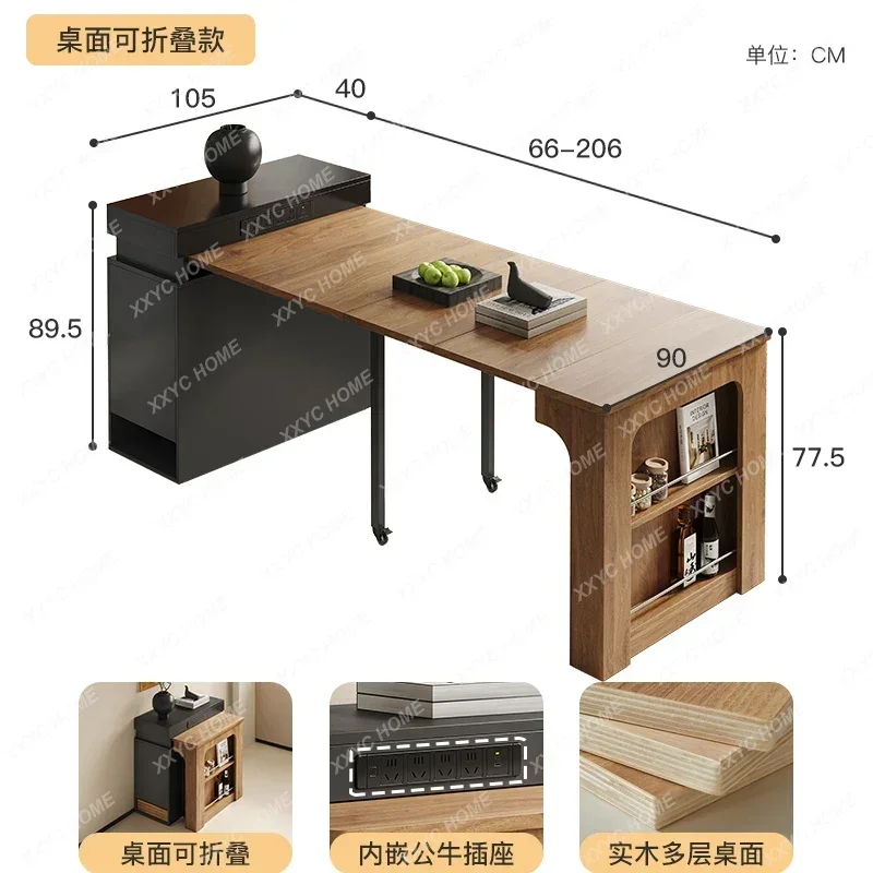 ZK – table à manger pliante antique, table à manger et chaises integrées pour la maison, table à manger rétractable