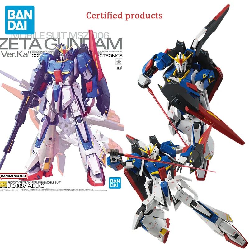 Bandai Anime  Zeta GUNDAM Ver Ka MG 1/100 Genuine Assembly Model Toys Action Figure Gifts Collectible Ornaments Kids Boys Girls