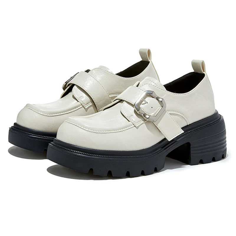 Nowe damskie mokasyny 2026 Retro wiosenno-jesienne buty Mary Jane damskie Duże rozmiary Gruby obcas Sznurowane wsuwane buty dla kobiet