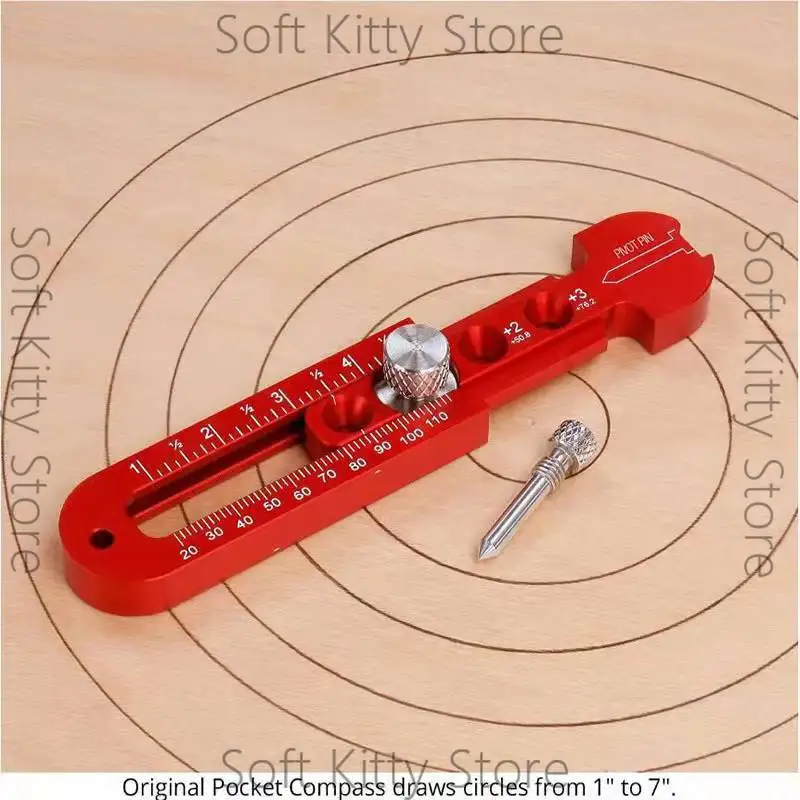 Aluminum alloy woodworking compass ruler adjustable metal round ruler round drawing artifact imperial portable gauge