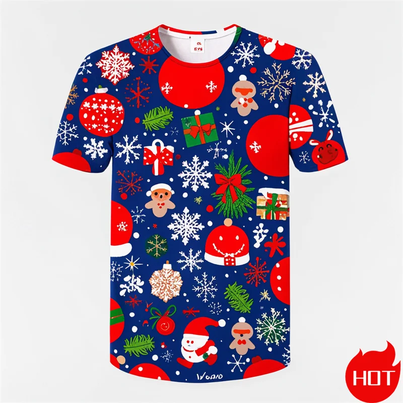 New Fashion 3D Happy Christmas Print T Shirt For Men Casual Short Sleeve T Shirts Unisex Santa Claus Graphic Tee Shirts Clothing