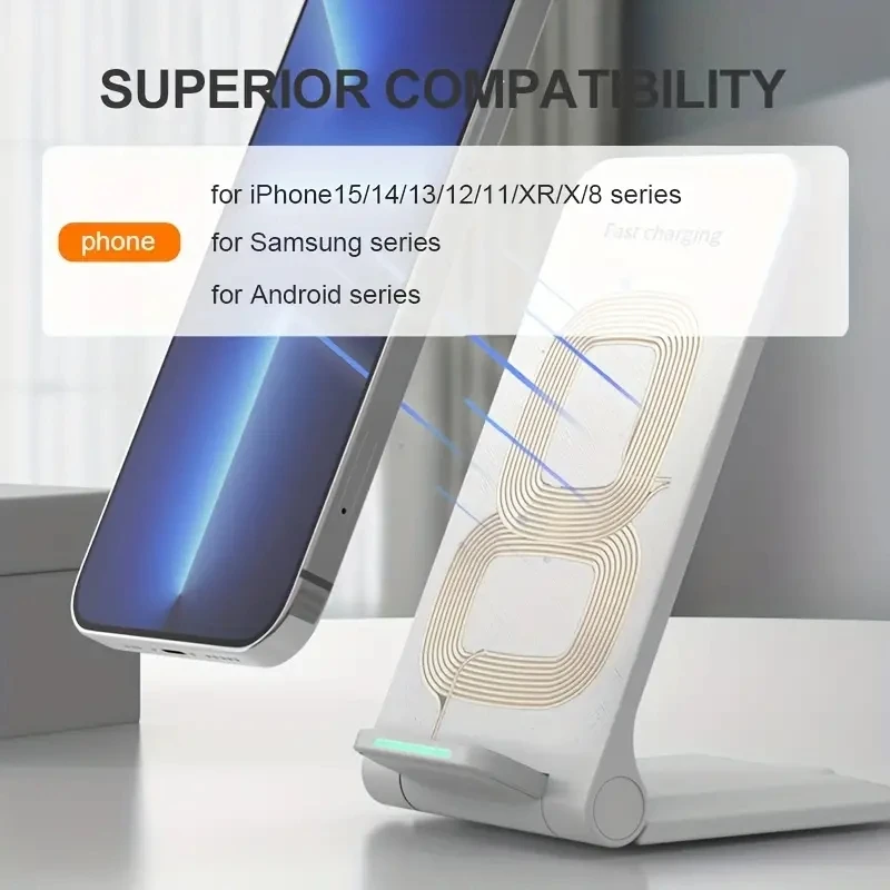 Foldable Wireless Charger Stand Pad Fast Charging For iPhone 15 14 13 12 11 XS XR Samsung S21 S20 S8 Huawei Qucik Charger image 5