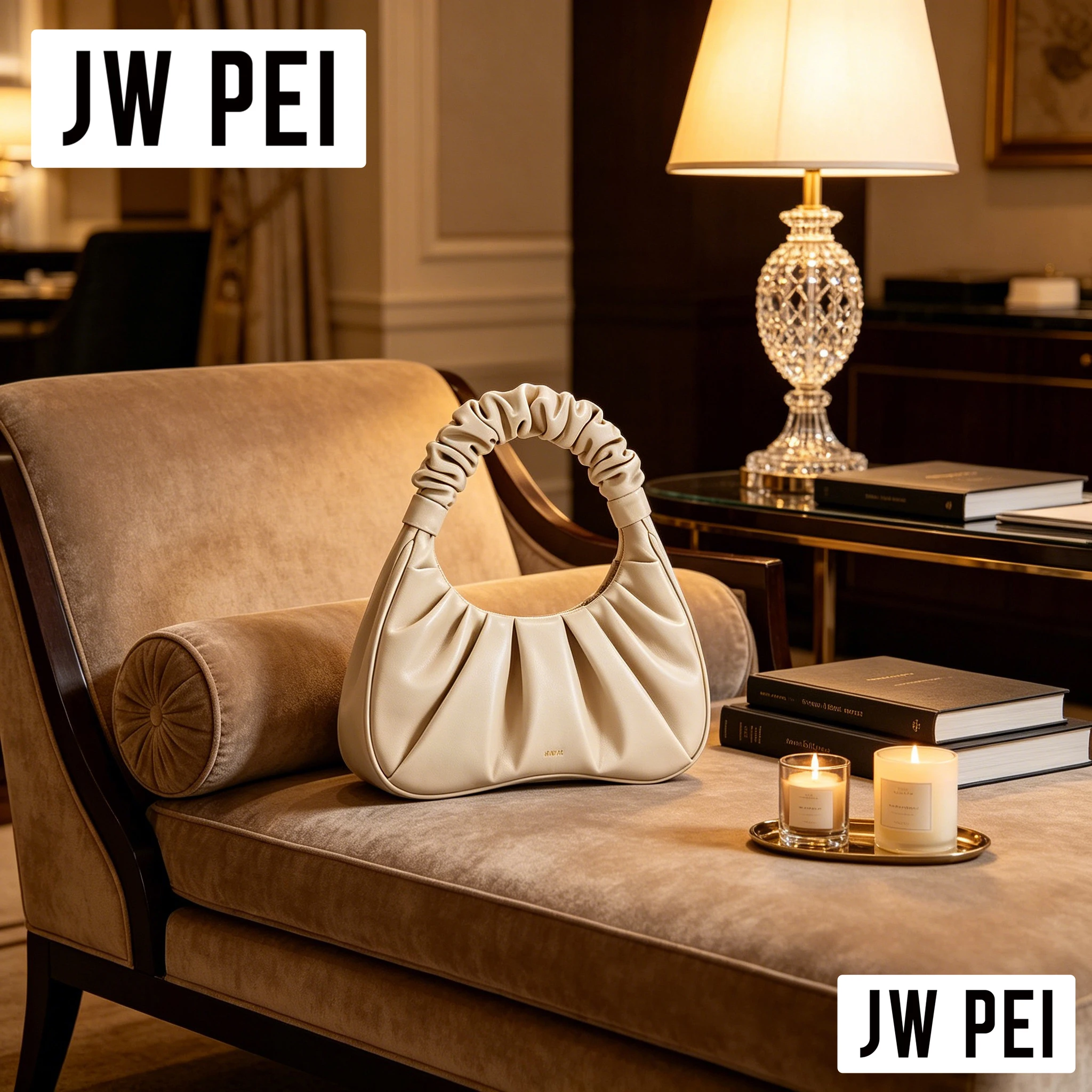 Trendy Scrunch Handle JW PEI Cloud Hobo Bag Women Pleated Faux Leather Minimalist Designer Underarm Shoulder Bag