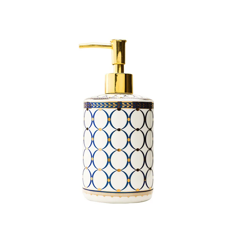 Ceramic gold-plated lotion bottle Bathroom supplies Shampoo shower gel separately bottled Hotel press bottle soap dispenser