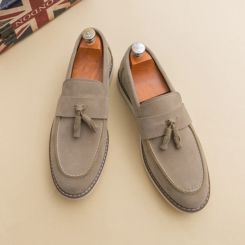 Men TasselsLoafers High Quality Suede Driving Boat Shoes Breathable Male Slip-on Casual Footwear Flats Moccasins Leisure Walk