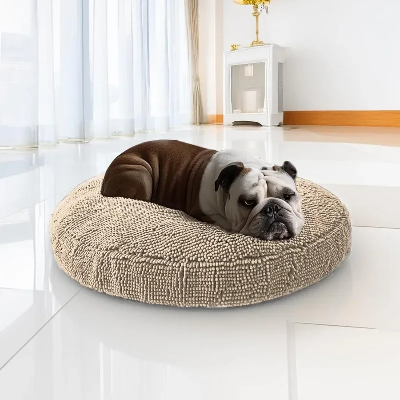 

Cloud K-9 Bed for Dogs & Cats, Soft & Relaxing Donut Dog Bed, Chenille Material, Removable Cover, Washable & Dryer Safe–Beige