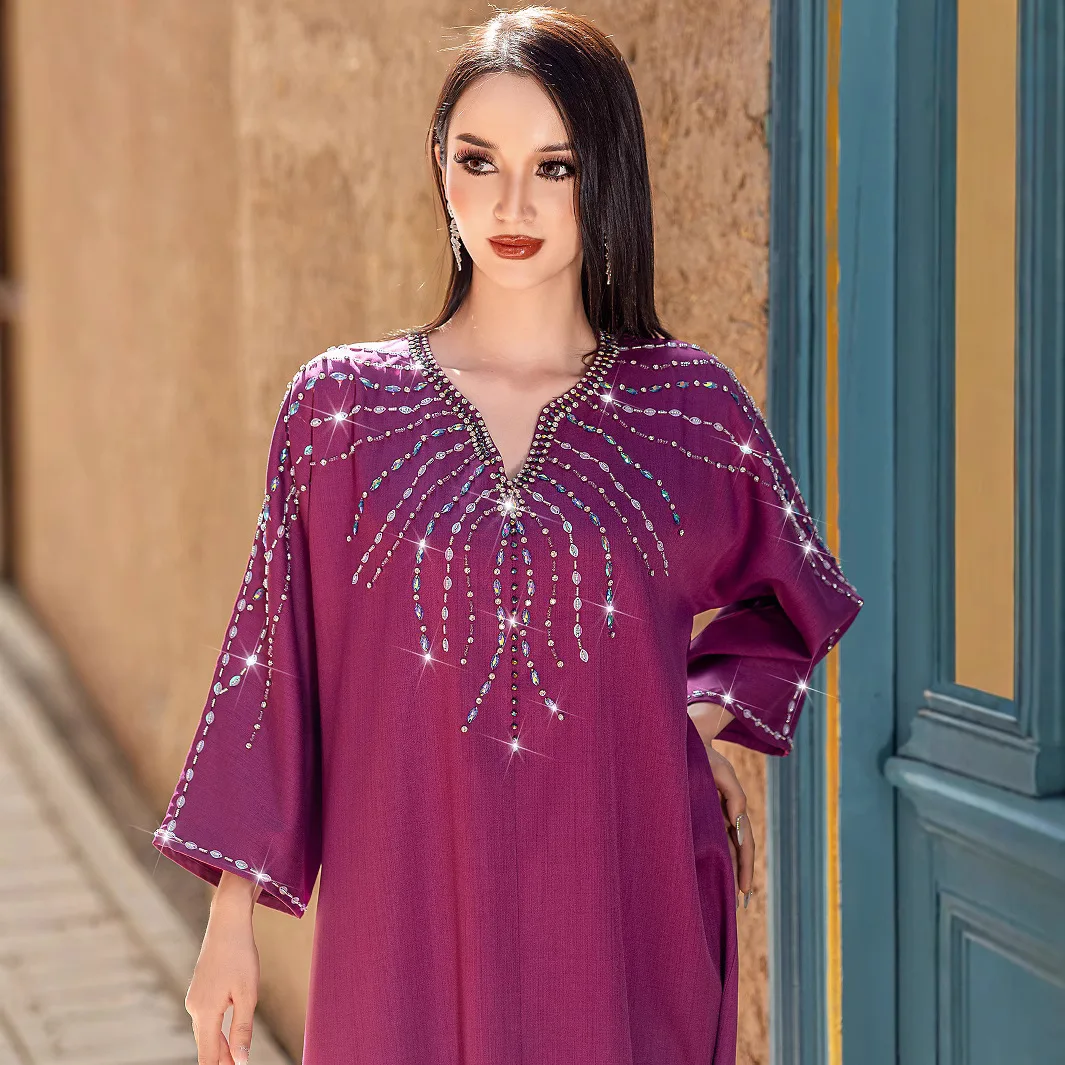 Elegante Abaya Dubai mujeres musulmanas Maxi vestido diamantes Kaftan Turquía caftán marroquí bata árabe ropa islámica Eid Ramadán Abayas