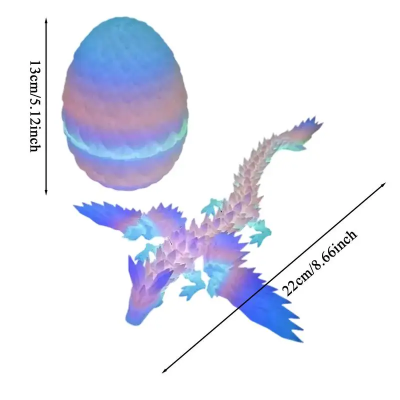 드래곤 에그 3D 인쇄 드래곤 장식품 어린이를위한 관절 액션 서프라이즈 크리 에이 티브 스트레스 릴리프 장난감 부활절 Stuffers