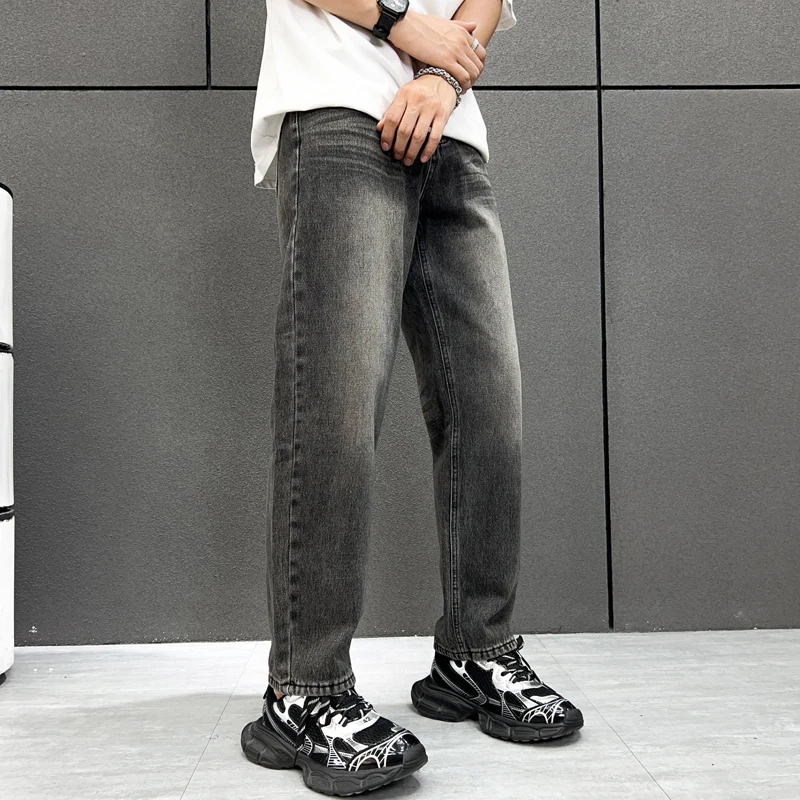 High quality fashion designer men's jeans black gray ripped jeans casual vintage pants baggy pants pantalones Hombre