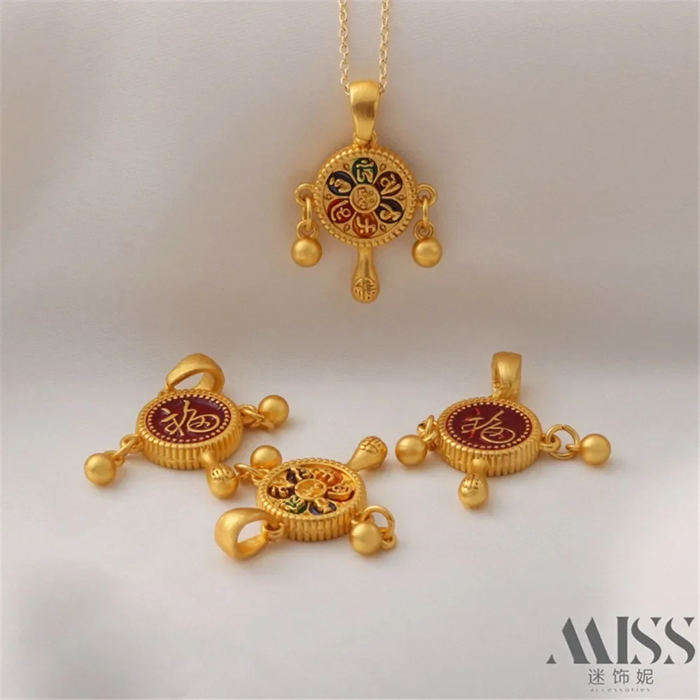

Color-preserving Blessing Character Safe Rattle Pendant DIY Handmade Bracelet Necklace Pendant Sand Gold Accessories