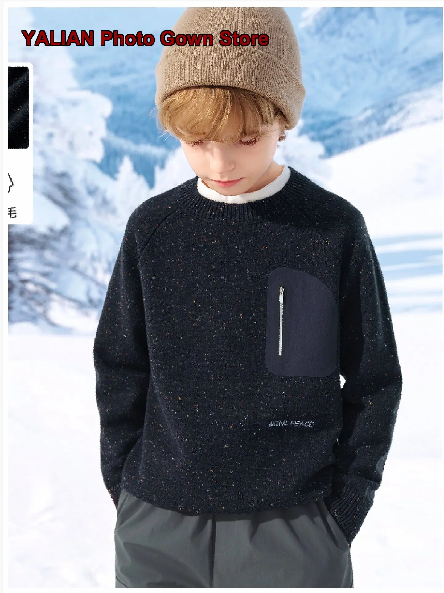 Boys Sweater Kids Colorful Yarn Knit Top Winter Thickened Warm