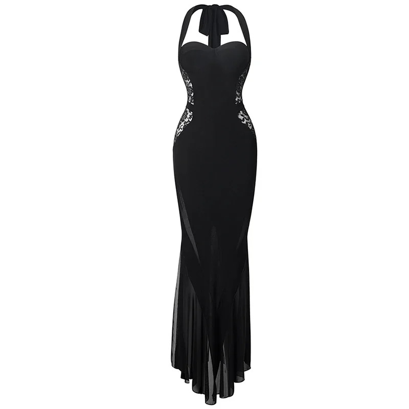 Nieuwe Latin Dance Dress Women Performance Kostuum Black Lace Rumba Tango Ballroom Danswedstrijd Jurk Club Party Wear Dnv18531