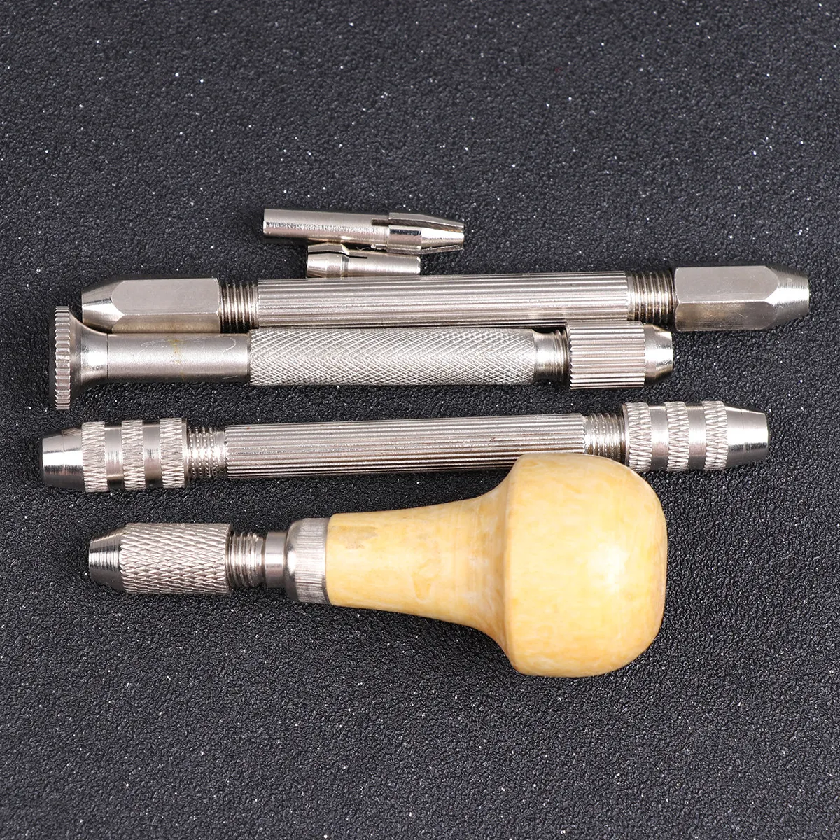 4Pcs Hand Twist Drill Set Alloy Steel Wooden Handle Precision Mini Drills for Wood Plastic Bead Chrysophoron DIY Hole Punching