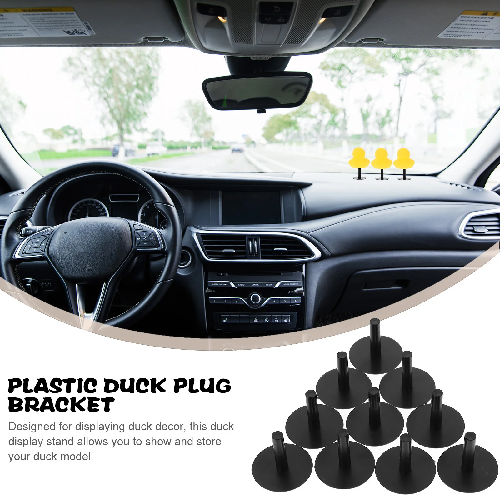 

10pcs Duck Holder Display Mount Plastic Stand For Car Decor Small Yellow Duck Storage Rack Support Lightweight Portable