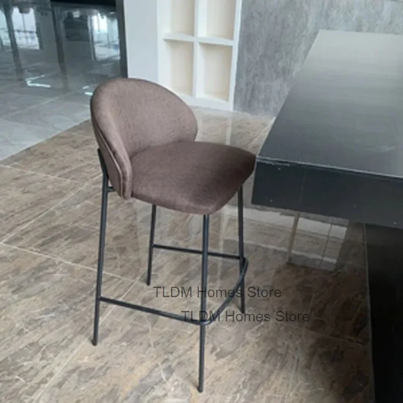 Silla de Bar de lino nórdico, muebles de cocina para el hogar, sillas de Bar de lujo de diseñador de hierro forjado, sillas de Bar de pie alto A