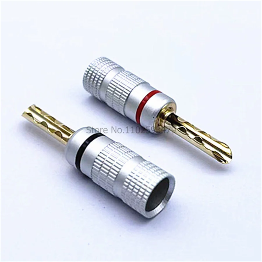 50pairs Banana plug 24K Gold Plated Copper BFA 4mm Banana connector Male Speaker plug black&red