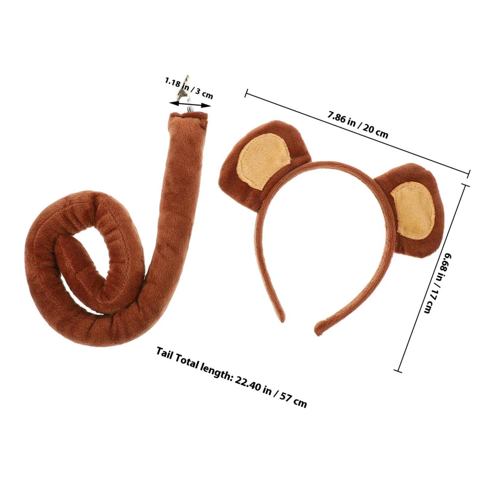 1 セット耳ヘッドバンドテールプロップコスプレ動物コスチュームパーティードレスアップアクセサリー猿の衣装用