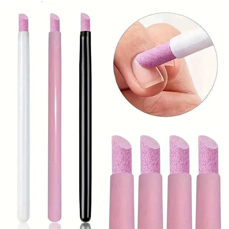 5pcs Stone Sanding Nail File Tools Nail File Cuticle Remover Trimmer Buffer Pedicure Pen Washable Manicure Tool Nail Salon Tools