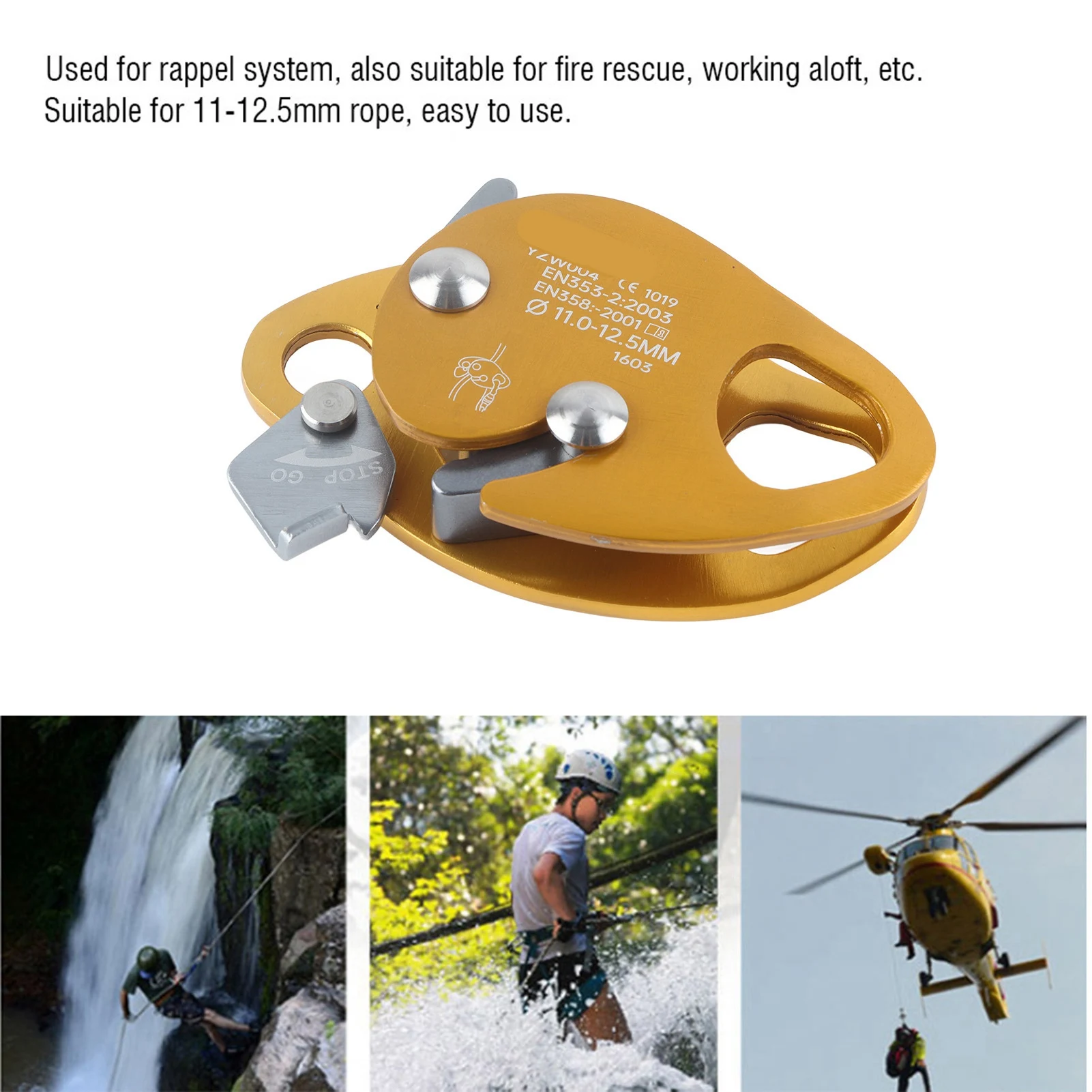 

Self Braking Stop Descender For 11‑12.5mm Rope Clamp Grab Rescue Rappel Ring Climbing Gear