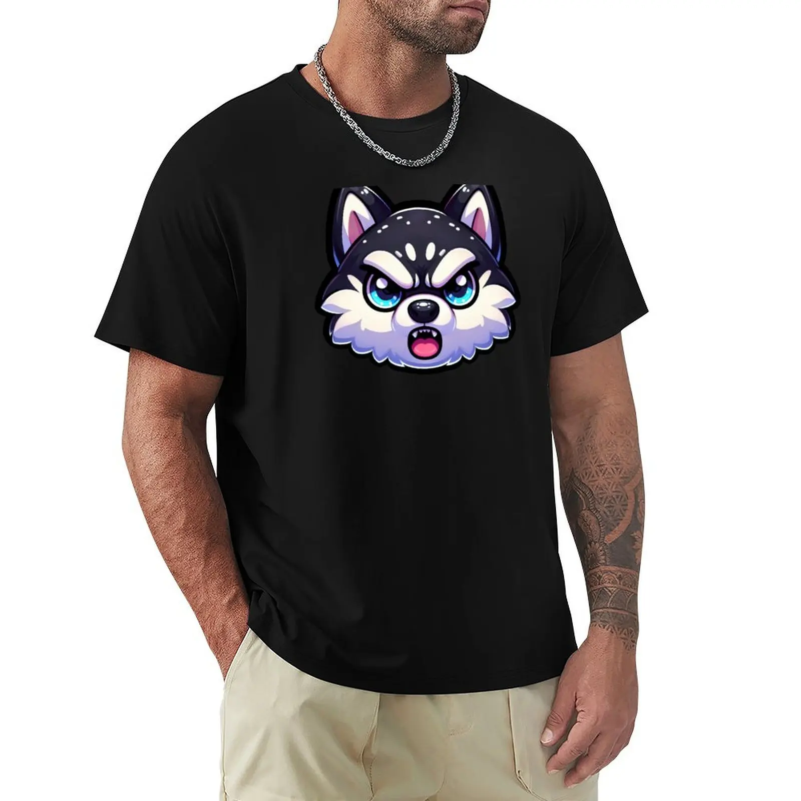 Angry dog sticker decals T-Shirt plus size tops summer top t shirts for men