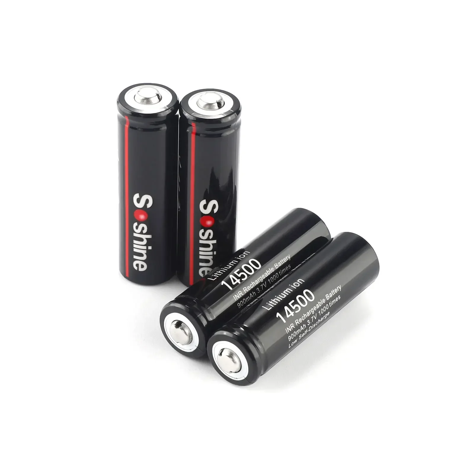 Soshine 4PC 14500 AA Li-ion Battery 3.7V 900mAh Rechargeable Battery Lithium Batteries 1000 Times for LED Flashlight Calculator - view 3